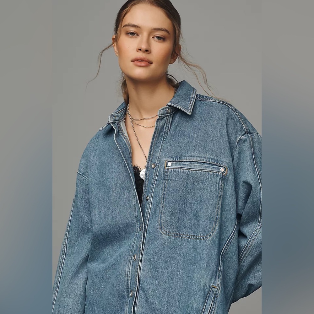 Anthropologie Pilcro Long Sleeve Denim Chore Shirt